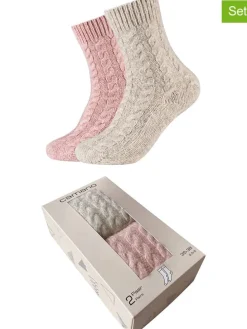 2er-Set: Socken in Rosa/ Beige