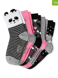 5er-Set: Socken in Rosa/ Grau/ Schwarz