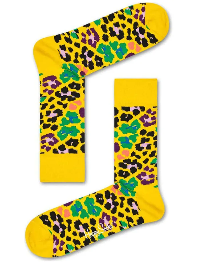 2er-Set: Socken "Leopard" in Rosa/ Gelb