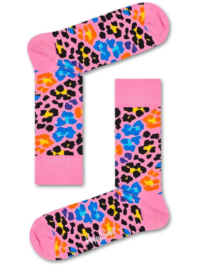 2er-Set: Socken "Leopard" in Rosa/ Gelb