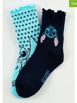 2er-Set: Socken "Lilo & Stitch" in Türkis/ Dunkelblau
