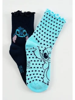2er-Set: Socken "Lilo & Stitch" in Türkis/ Dunkelblau