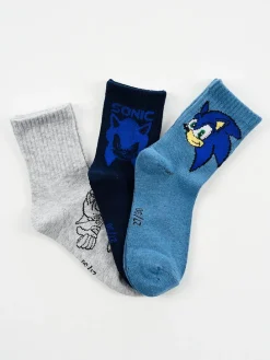 3er-Set: Socken "Sonic Modern" in Hellgrau/ Dunkelblau/ Blau