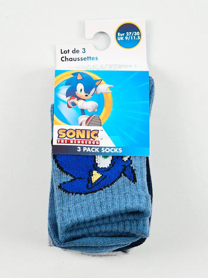 3er-Set: Socken "Sonic Modern" in Hellgrau/ Dunkelblau/ Blau