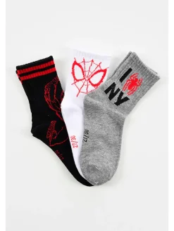 3er-Set: Socken "Spiderman" in Grau/ Schwarz/ Weiß