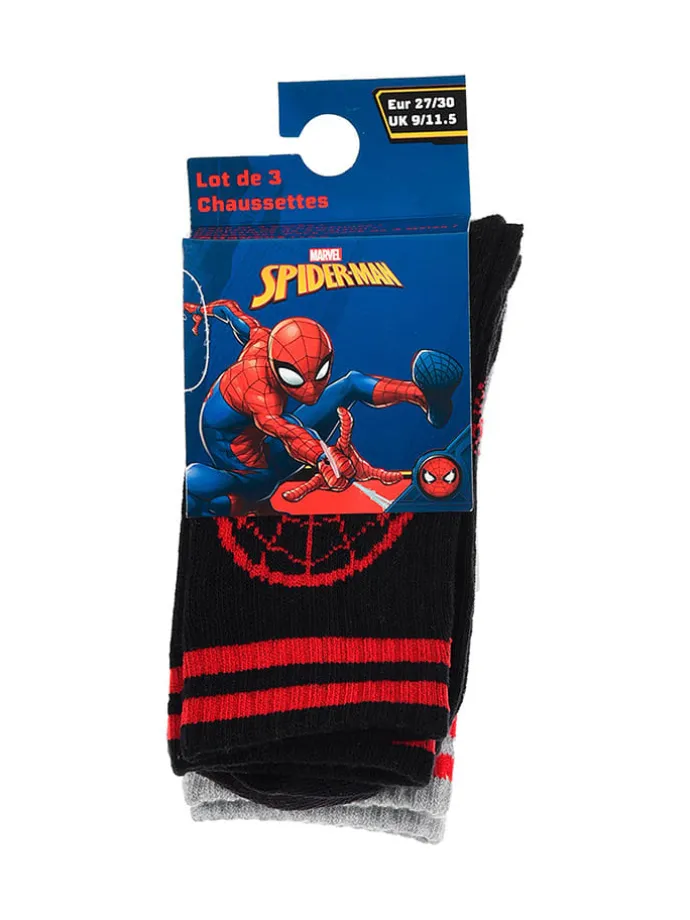3er-Set: Socken "Spiderman" in Grau/ Schwarz