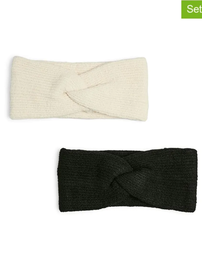 2er-Set: Stirnbänder in Creme/ Schwarz