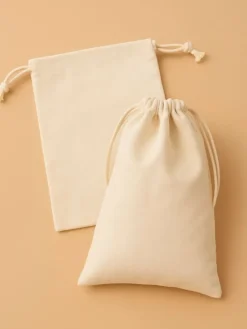 10er-Set: Stoffbeutel in Beige/ Weiß - (L)10 x (B)7 cm