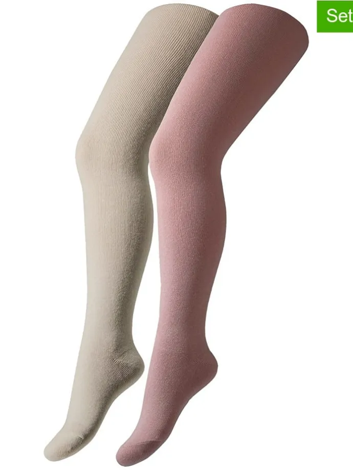 2er-Set: Strumpfhosen in Rosa/ Beige