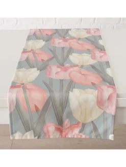 2er-Set: Tischläufer "Tulipa" in Rosa/ Grün - (L)140 x (B)40 cm