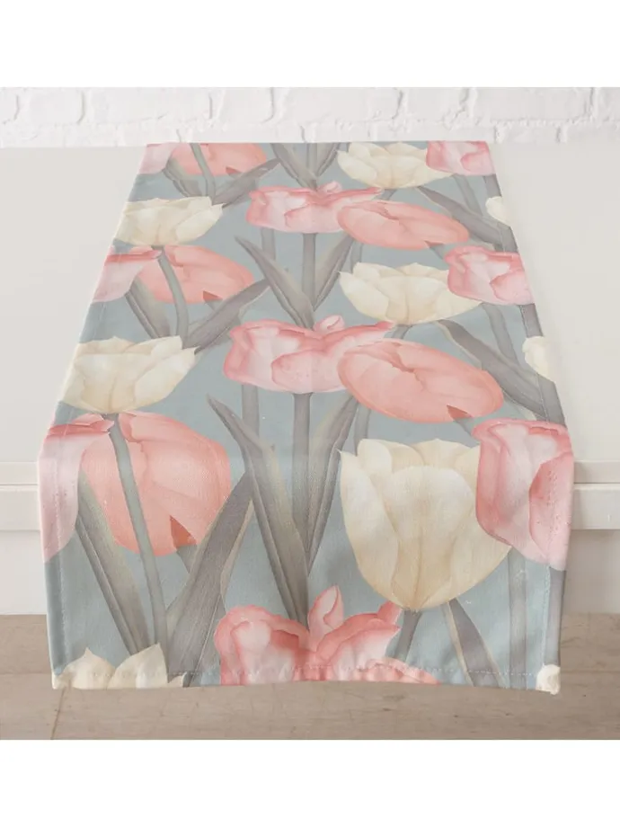 2er-Set: Tischläufer "Tulipa" in Rosa/ Grün - (L)140 x (B)40 cm