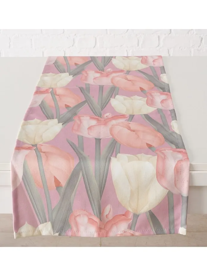 2er-Set: Tischläufer "Tulipa" in Rosa/ Grün - (L)140 x (B)40 cm