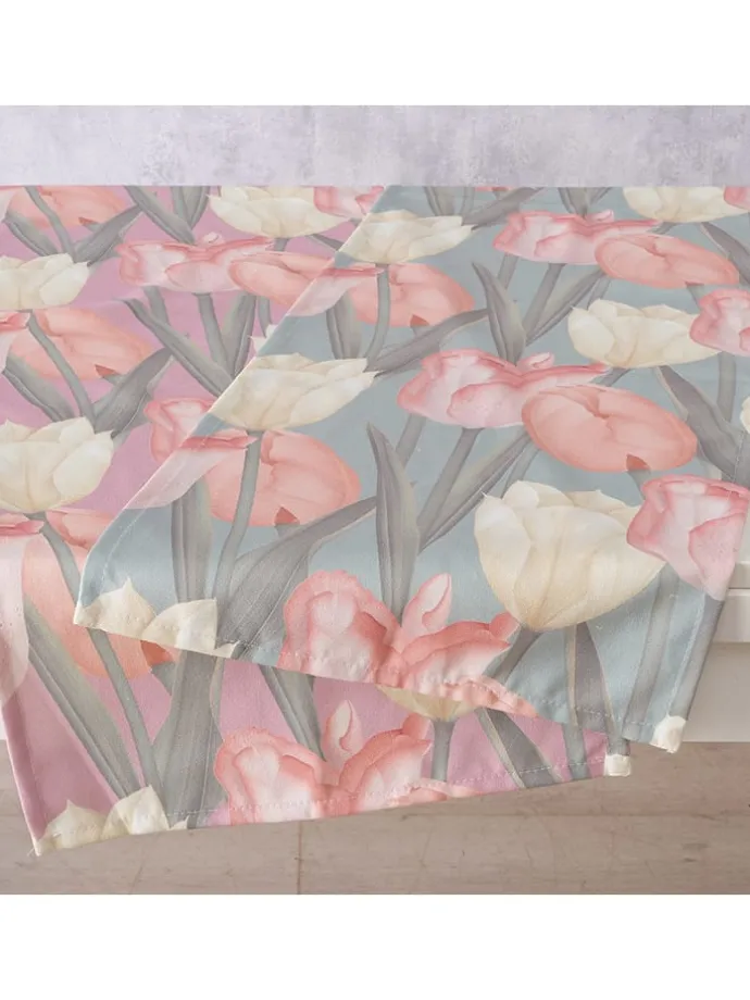 2er-Set: Tischläufer "Tulipa" in Rosa/ Grün - (L)140 x (B)40 cm