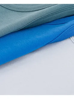 3er-Set: Unterhemden in Hellblau/ Grün/ Blau