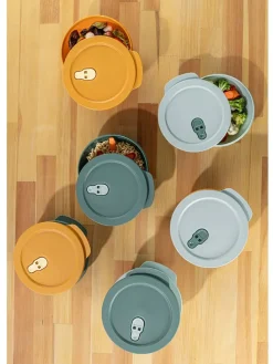 3er-Set: Vorratsdosen in Orange/ Grün/ Hellblau - (B)18,5 x (H)20 x (T)8 cm