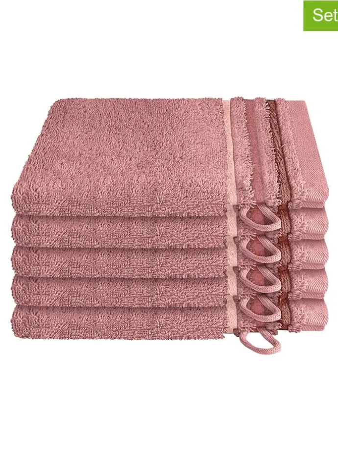 5er-Set: Waschhandschuhe "Skyline" in Rosa