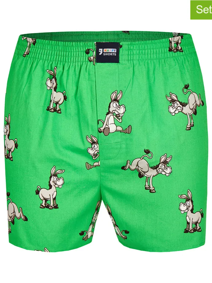 2er-Set: Webboxershorts in Grün