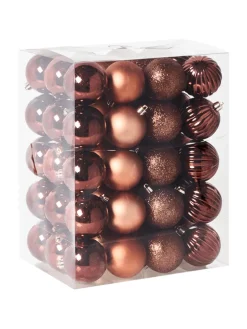 60er-Set Weihnachtsbaumkugeln ISOJARVI in Braun/Gold