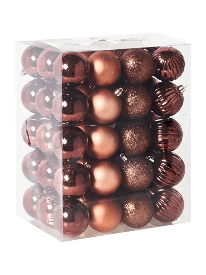 60er-Set Weihnachtsbaumkugeln ISOJARVI in Braun/Gold