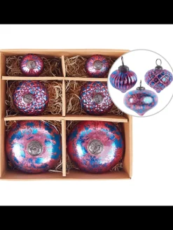 6er-Set Weihnachtsbaumkugeln ASTRALE in Rosa/Blau