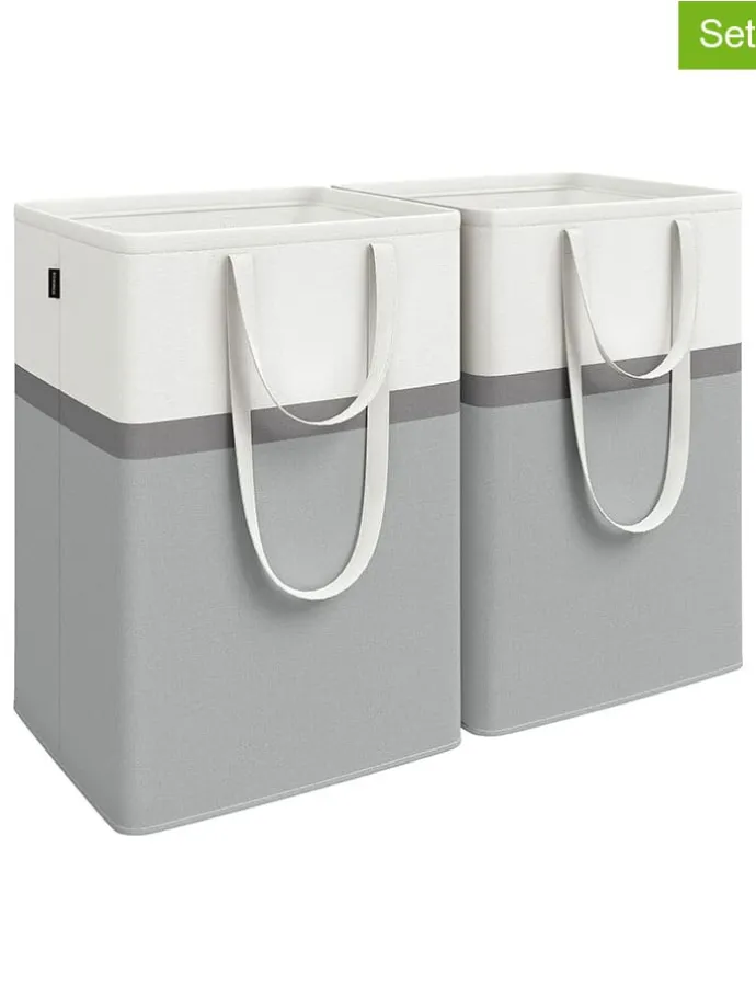 2er-Set: Wäschekörbe in Grau/ Weiß - (B)45 x (H)65 x (T)40 cm