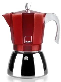 Espressokocher ''Elba'' in Rot/ Silber - 600 ml