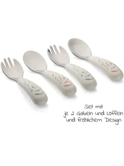 Esslern Besteck-Set 4-teilig mit ergonomsichen in weiss,bunt