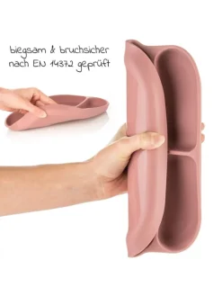 Esslern-Teller aus rutschfestem Silikon - in rosa