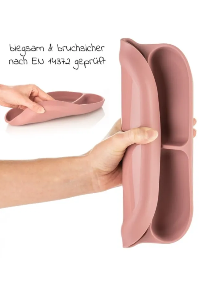 Esslern-Teller aus rutschfestem Silikon - in rosa