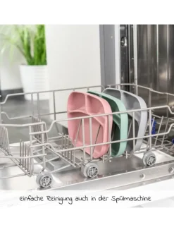 Esslern-Teller aus rutschfestem Silikon - in rosa