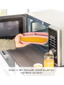 Esslern-Teller aus rutschfestem Silikon - in rosa