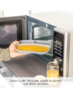 Esslern-Teller aus rutschfestem Silikon - in grau