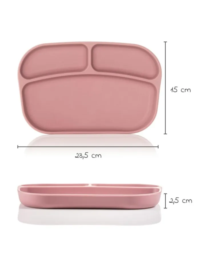 Esslern-Teller aus Silikon 2er Pack - Ro in rosa