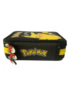 Federmappe 3-Fächer mit Inhalt Pikachu Design in Schwarz