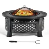 Feuerschale mit Grillrost in Schwarz