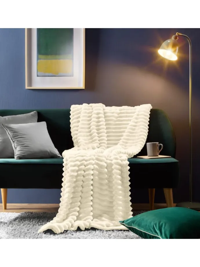 Fleece, Microfaser Wohndecke Aosta in wollweiß