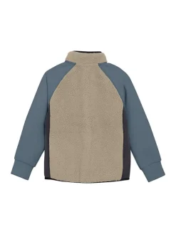 Fleecejacke in Beige/ Blau