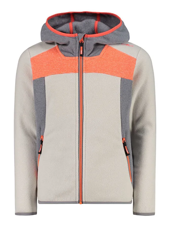 Fleecejacke in Beige/ Grau/ Orange