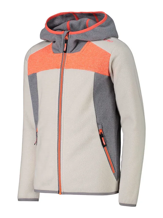 Fleecejacke in Beige/ Grau/ Orange