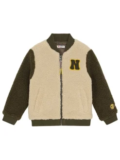 Fleecejacke in Beige/ Grün
