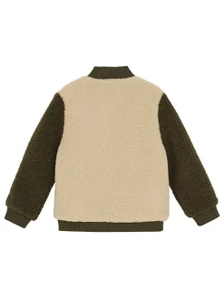 Fleecejacke in Beige/ Grün