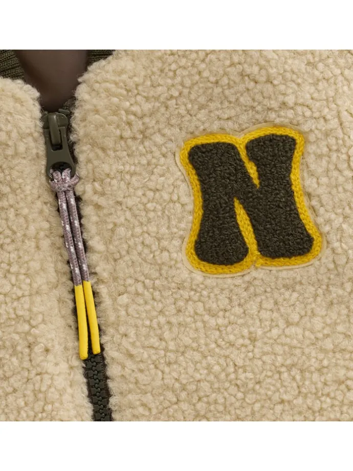 Fleecejacke in Beige/ Grün