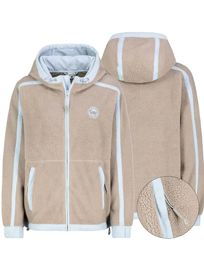 Fleecejacke in Beige/ Hellblau