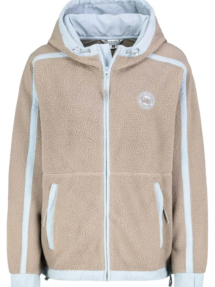 Fleecejacke in Beige/ Hellblau