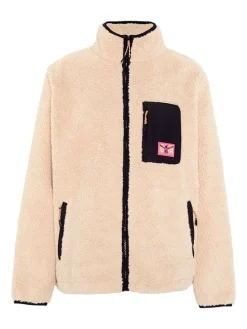 Fleecejacke in Beige/ Schwarz