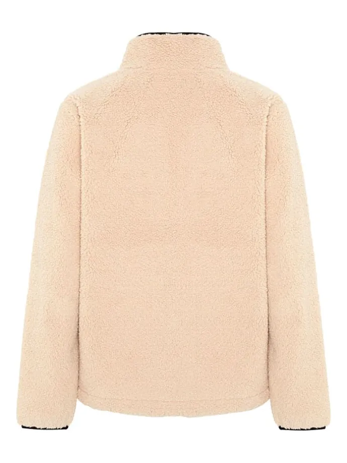 Fleecejacke in Beige/ Schwarz