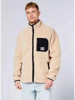 Fleecejacke in Beige/ Schwarz