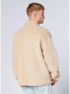 Fleecejacke in Beige/ Schwarz