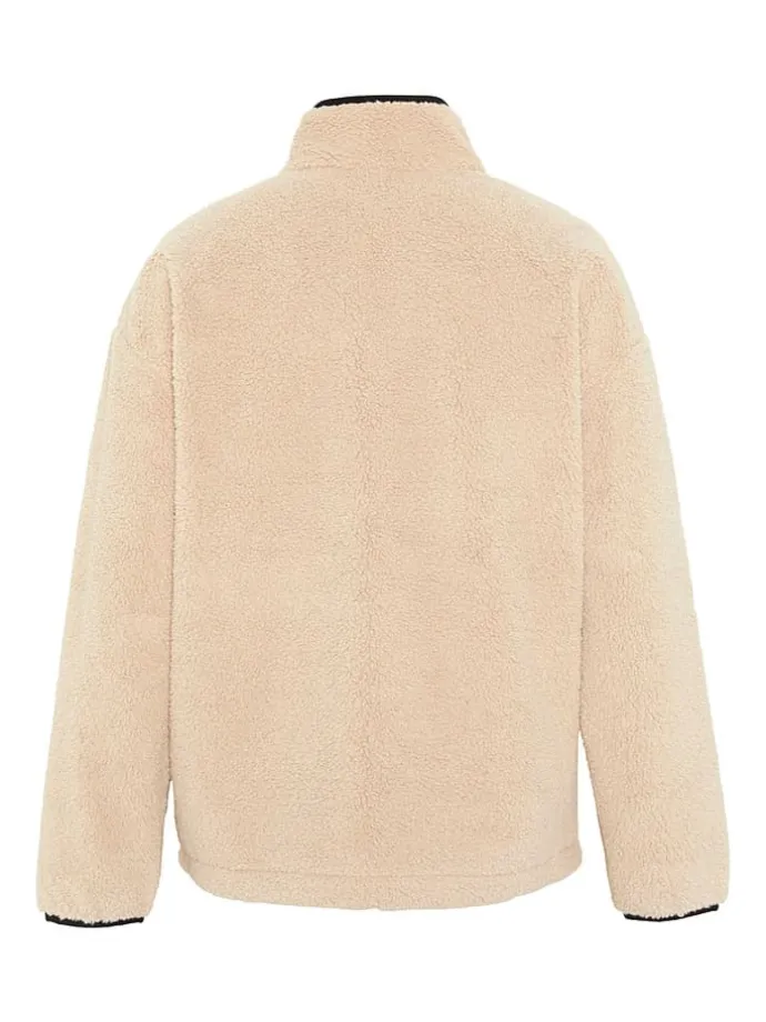 Fleecejacke in Beige/ Schwarz