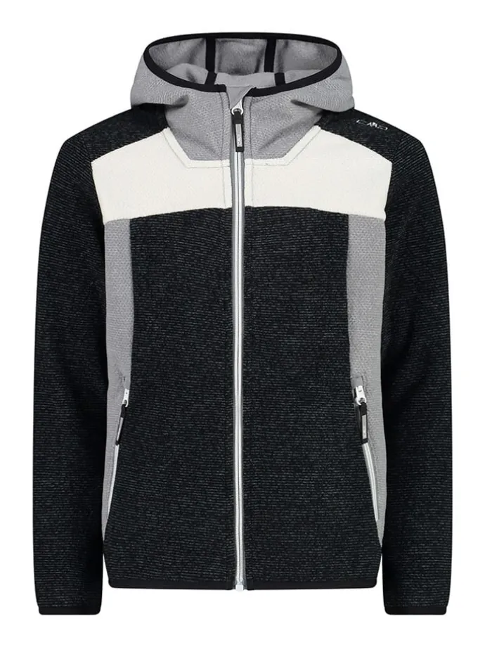 Fleecejacke in Schwarz/ Grau/ Weiß